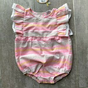 $53 EGG by SUSAN LAZAR Remy Bubble Romper Pink NEW Summer Baby Girl Designer 12M